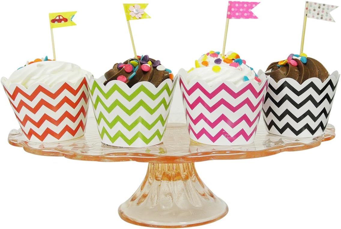 Wrapables Chevron Cupcake Wrappers, Standard Size, Set of 20, Orange