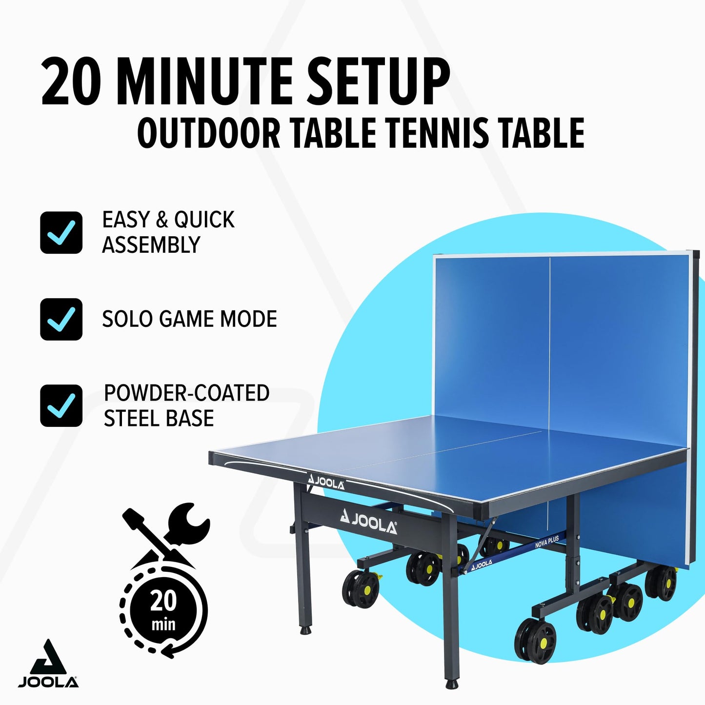JOOLA NOVA Ping Pong Table with Waterproof Table Tennis Net Set - Quick Assembly - All Weather Aluminum Composite Surface - Tournament Quality - Indoor & Outdoor Compatible ‎Nova Plus