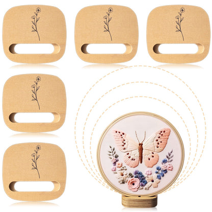 Juexica 5 Pcs Embroidery Hoop Display 3 x 2.76 Inches Embroidery Hoop Holder Wooden Base Hidden Screw Design DIY for Cross Stitch Accessories Decor
