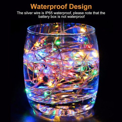 Btfarm 12 Pack Fairy Lights - Battery Operated Twinkle String Lights | Waterproof 7ft Mini Silver Wire for Christmas & Weddings - Warm White/Colorful