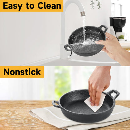 LDHHYH 4 Pack Mini Cast Iron Skillet, 6.3 x 6.3 x 1.5 Inch Small Cast Iron Frying Pan with Handle, Pre-Seasoned Cast Iron Skillet Set, Black Casserole Dish for Kitchen, Indoor, Outdoor, Picnic