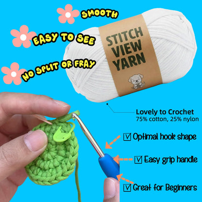 BUNUKY Crochet Kit for Complete Beginners - DIY Starter Kit to Make a Cute Puppy | Step-by-Step Video Tutorials for Easy Learning | Creative Craft Gift for Christmas, Adults, Teens (Sky Pup)