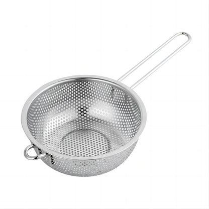 Stainless Steel Basin Colander with Handle Kitchen Strainer, Resting Feet and Colander to Strain, Rinse, Fry, Steam or Cook Vegetables & Pasta & Wash fruits