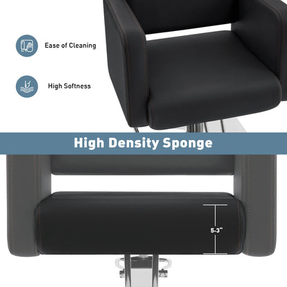 BarberPub Classic Styling Salon Chair for Hair Stylist, Barber Chair with Hydraulic Pump, Beauty Barbershop Salon Spa Equipment 3805 (Black)
