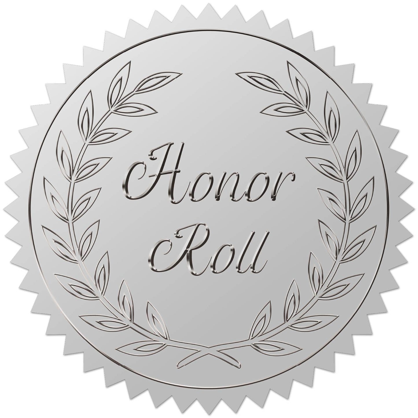 CRASPIRE 408pcs 2 Inch Honor Roll Silver Foil Stickers Garlands Graduation Season Silver Embossed Envelope Seals Stickers Round Self Adhesive Stickers Medal Decoration Label for Gift Packaging