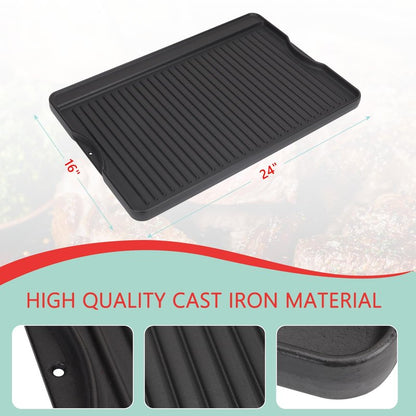WEBROIL 24" X 16" Reversible Cast Iron Griddle for Camp Chef, Flat Top Plate for Gas/Stove/Charcoal/Propane Grill, Universal 4 Burner Stove Top Griddle for Outdoor Cooking & Camping Accessories