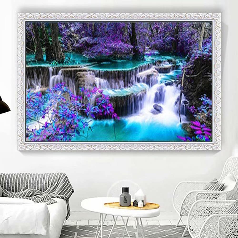 DIY 5D Diamond Painting Kits for Adults Waterfall Embroidery Full Round Drill Large Size(31.5x11.8 inch) Diamond Crystal Gem Arts Painting Craft for Home Wall Decor