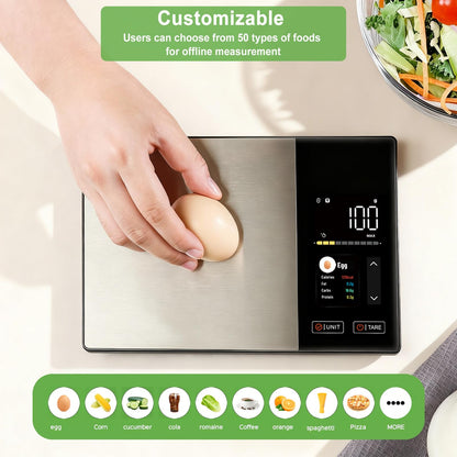 Ocycund Smart Food Scale with Nutritional Calculator, Digital Kitchen Scale for Weight Loss, Free App with 23 Nutrients & Calorie Tracking, Digital Weight Grams & Ounces, 11 lb/5 kg