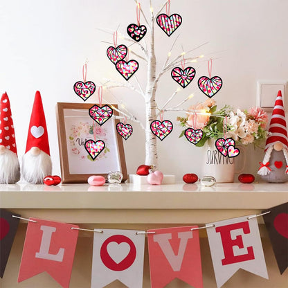 KOPOOEOE 48 Sets Valentines Day Suncatchers Craft DIY Heart Tissue Paper Crafts Kits Valentine Heart Hanging Decorations for Classroom Home Window Stained Glass Effect Art Supplies