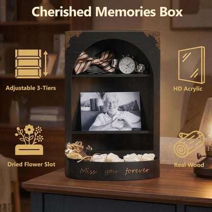 DGWJSU Shadow Box Frame, 8.66x12.5″ Sympathy Gifts for Loss of Loved One, Keepsake Box, Shadow Boxes Display Cases Flower, Photos, Memorial Gifts, Sympathy Gifts, Celebration of Life, Black
