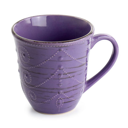 Elama Rustic Birch 16 Piece Stoneware Dinnerware Set in Purple, Purple with Brown Accents, (EL-RUSTICBIRCH)