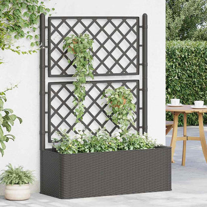 Tmriohed Self-Watering Trellis Planter Box Anthracite Plastic 39.4x16.9x55.9 in Large Outdoor Planter Box for Climbing Plants Patio Balcony Garden