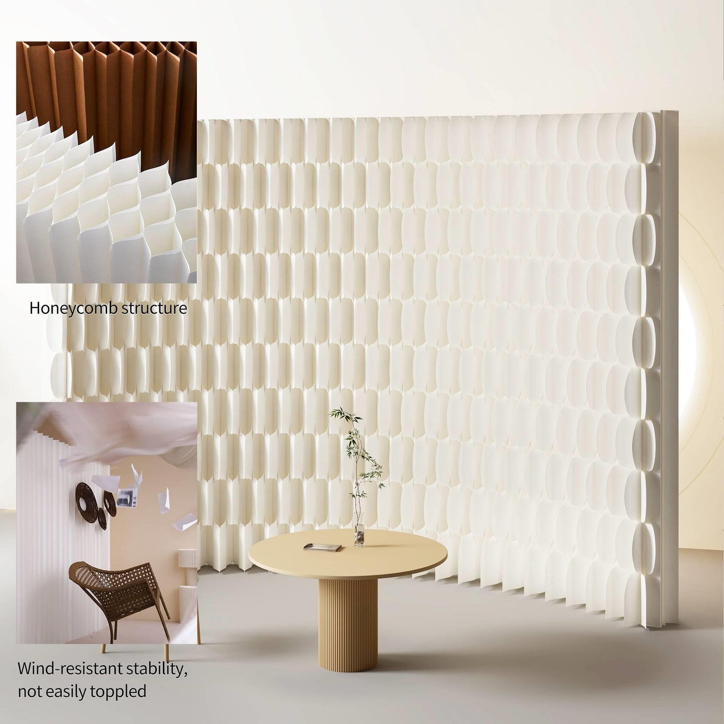 Folding Paper Room Divider Panel with Different Designs on Both Sides, Reversible Privacy Screens, Portable Partition Wall Divider for Room Separation, Suitable for Any Occasion Office Booth Salon Bar
