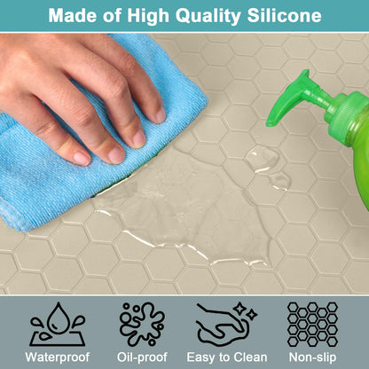 Under Kitchen Sink Mats and Protectors Waterproof, Silicone Under Sink Mat for 34" x 22" Cabinets, Under Sink Tray Organizer, Shelf Liner Cabinet Liner for Kitchen and Bathroom, Beige