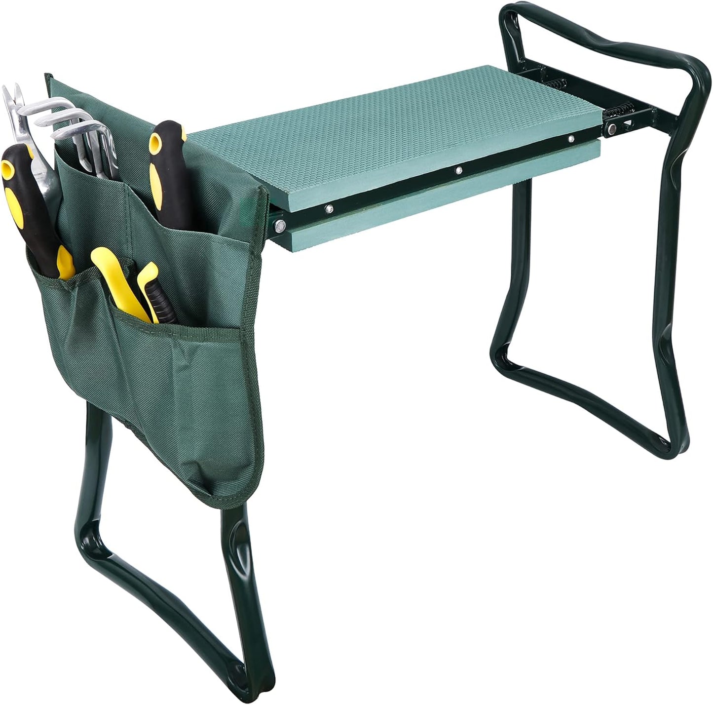 2 1, (2 Sets) HomGarden Folding Garden Kneeler and Seat Bench in with Kneeling Pad & Large Tool Pouch, Ergonomic