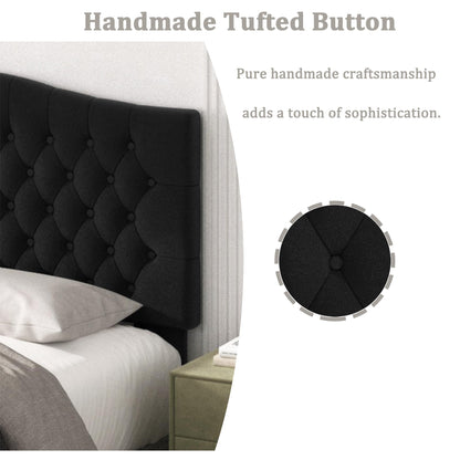 Befurtori King Headboard Only, Upholstered Headboard King for Adjustable Bed Velvet Tufted Wall Mounted Head Board with Solid Wood Legs Head Board, Black