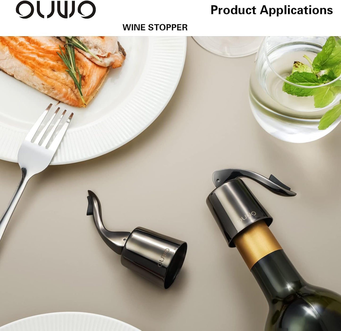 Stainless Steel Wine Bottle Stoppers - 6 Pack Plugs with Silicone Toppers, Leak-Proof, Keeps Wine Fresh Accessories