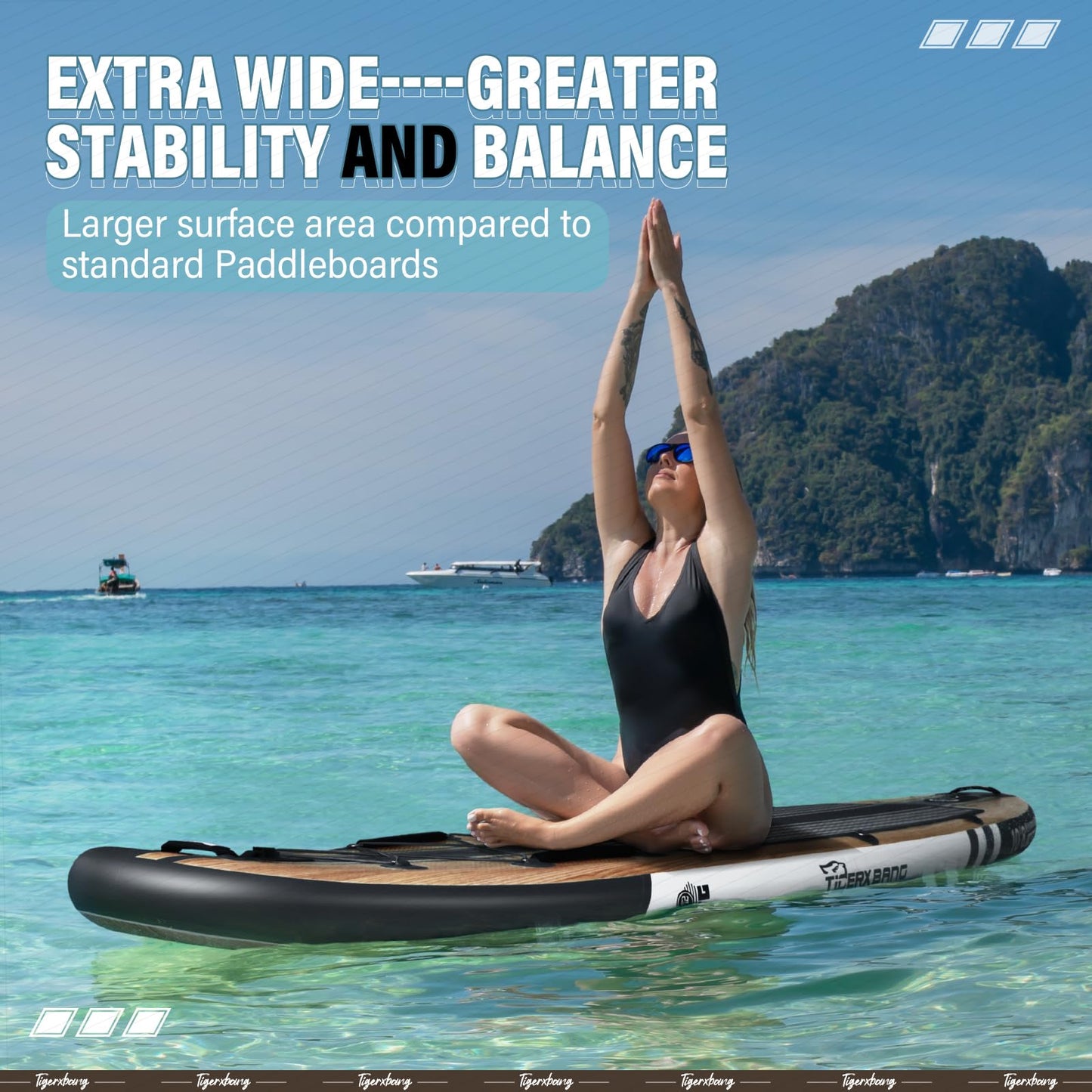 TIGERXBANG Paddle Board, 10.8' Stand Up Paddle Board with Premium Complete Inflatable SUP Accessories, Extra Wide Paddleboards for Adults & Kids-Pandora Collection Indian Black