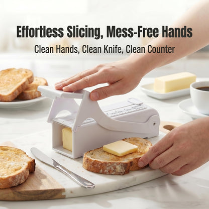 wanebeibay Butter Cutter Slicer and Dispenser, Measuring Dispenser and Keeper, One-Click Operation for Bread Cakes Cookies Breakfast, Food-Grade Plastic with Stainless Steel Blade, White
