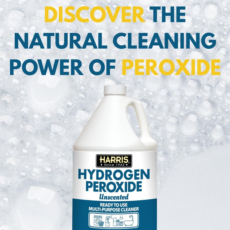 HARRIS Hydrogen Peroxide Ready to Use, 128oz, for Kitchen, Bath, Laundry and Home with Easy Fill Funnel Included, Unscented