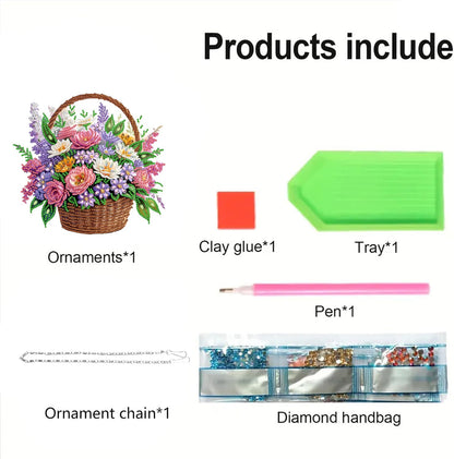 STGLCR Flower Diamond Art Hanging Kit for Adult,Special Shaped Rhinestone,DIY Acrylic 5D Diamond Art Painting Window Pendants Home Garden Wall Hanging Kits Hanging Ornament,Double Sided.Flowers