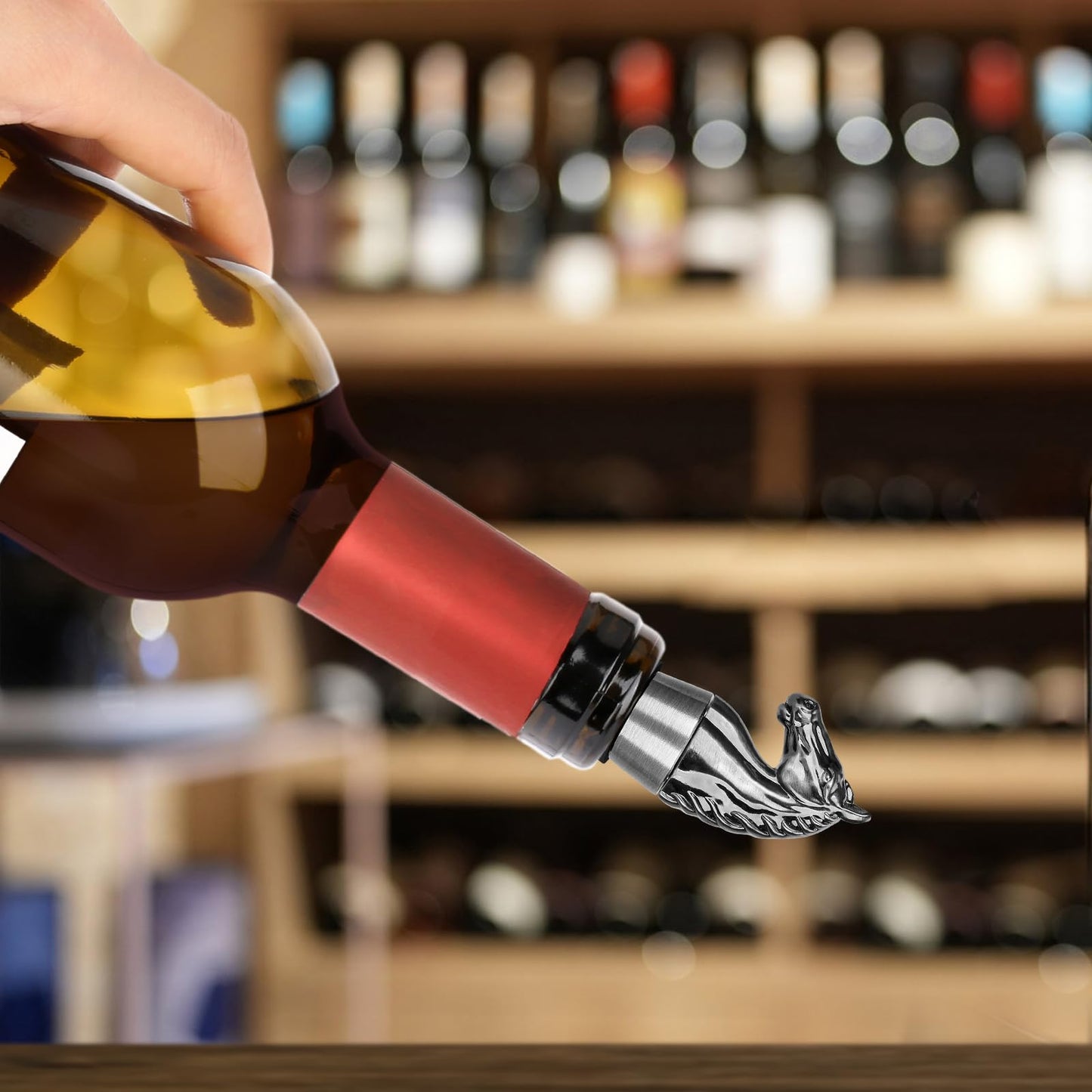 LULLEA Horse Head Wine Stopper, Horse Wine Gifts Birthday Gifts for Men Women, Bottle Stoppers for Wine Champagne, Dark Silver with Gift Box