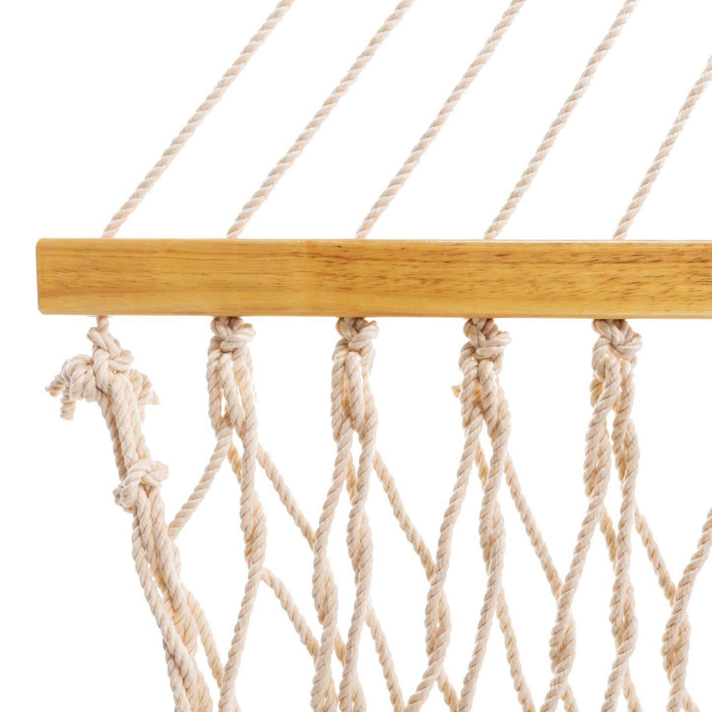 Original Pawleys Island Deluxe Oatmeal DuraCord Rope Hammock – 13 ft. x 60 in., 2-Person, 450 lb Capacity, Oak Spreader Bar, Zinc-Plated Hardware, Handcrafted in the USA