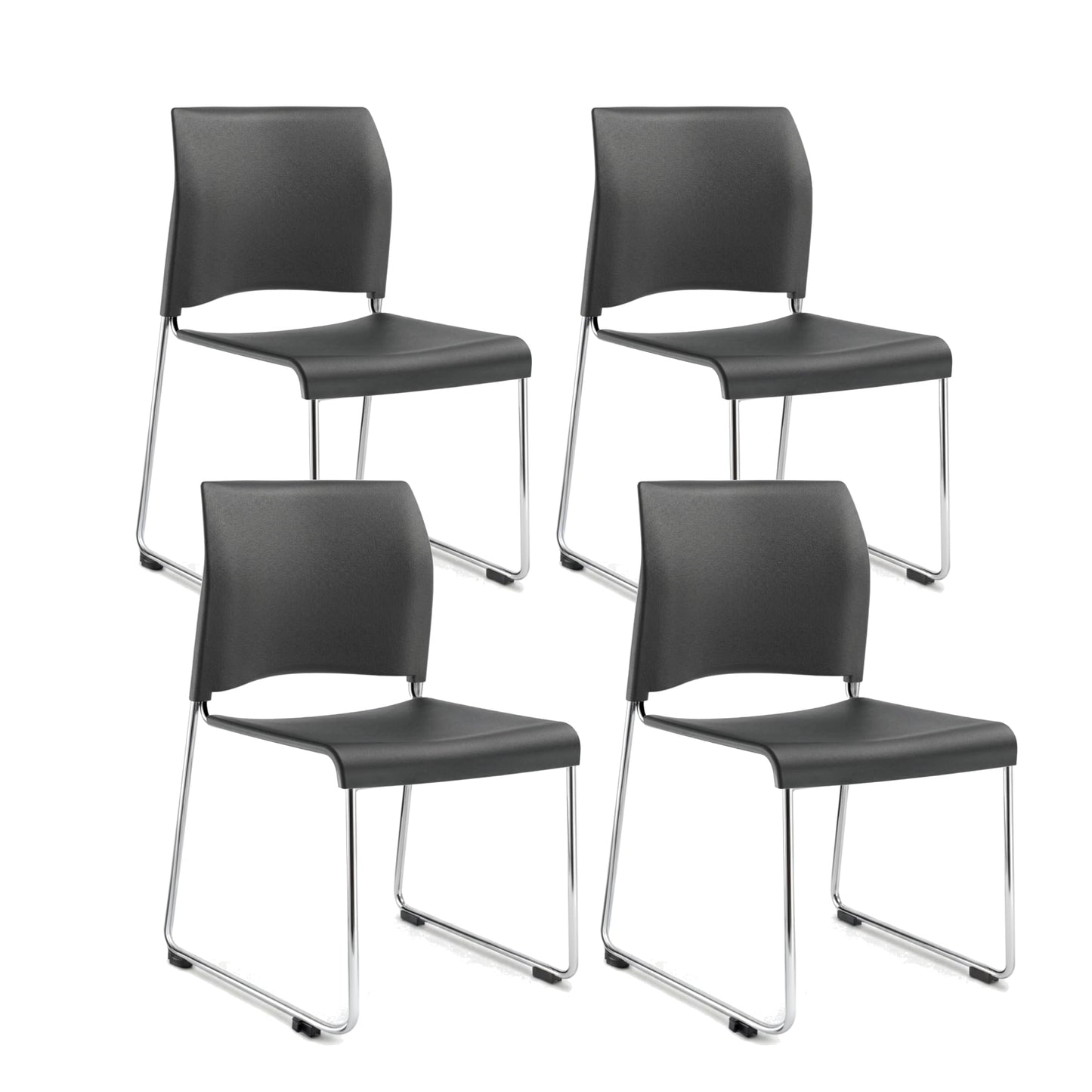 OEF Furnishings OEF8820-11-20/4 Commercial Stack Chair (Hard Plastic Seat and Back, Dark Gray, Chrome Frame, 4-Pack)