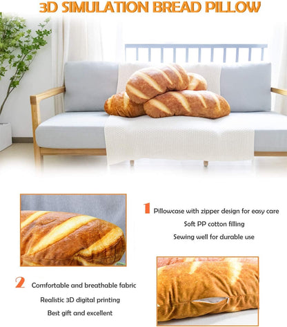 Wepop 40-Inch 3D Simulation Bread Shape Pillow - Soft Baguette Lumbar Cushion | Funny Plush Toy
