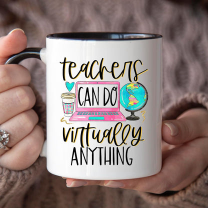 YouNique Designs Teacher Appreciation Cup - 11 Ounces, Virtual Teacher Coffee Mug, Best Teacher Mug for Women (Black