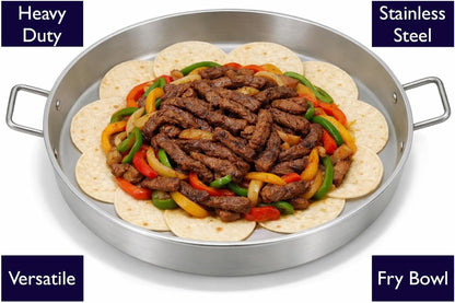 Stainless Steel Concave Discada Grill Stove with 3 Pan Steam Table-Large Comal Taco Cart-with Hose + Regulator-Ideal for Commercial and Home Use