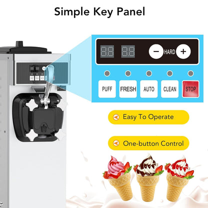 Takywep commercial Ice cream machine, 4.76 to 5.8GAL/H ice cream machine machine, with pre -cold function, 1050W single -flavored Compressor Soft Ice Cream Machine, with 1.85 gallon ingredient box