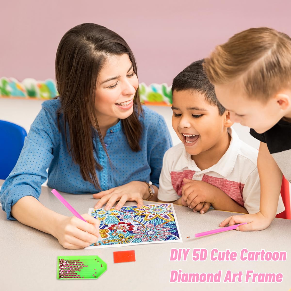 ZUYUSUT 4 Pack Cute Butterfly Flower Diamond Art Painting Kits for Kids Girls Ages 3-12 Art Crafts 5D Mosaic Gems Paint Sets by Number Kits for Kids Girls for Home Office Wall Decor