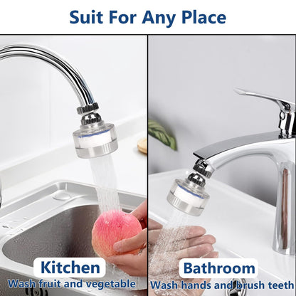 Dexspoeny 3 Pcs of Sink Water Filter and 18 Filter Elements Set, Sink Faucet Filter 360°Rotating, Bathroom Sink Filter Removes Fluoride Hard Water, Faucet Filter Faucet Extender for Home Kitchen Sink