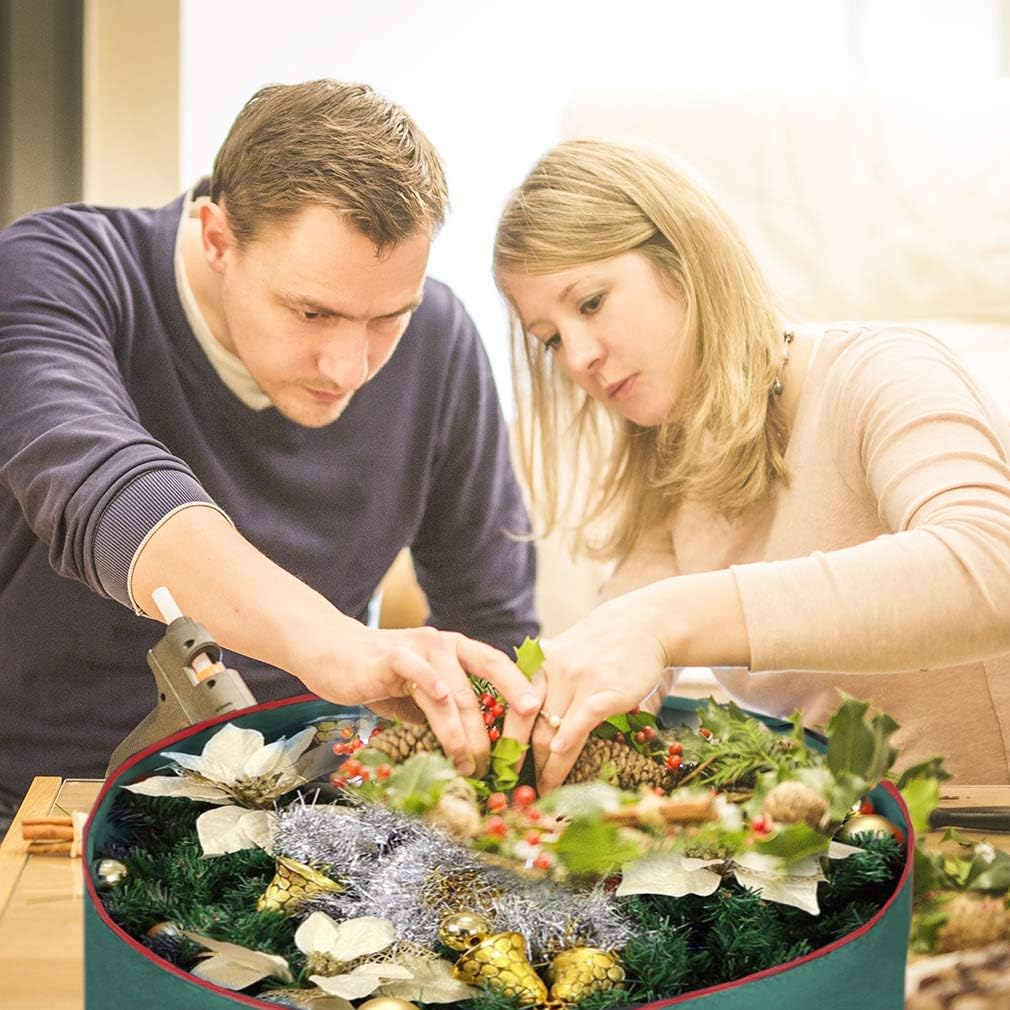 Primode Christmas Wreath Storage Bag, 24" Garland Wreaths Container with Handles, Durable 600D Oxford Polyester