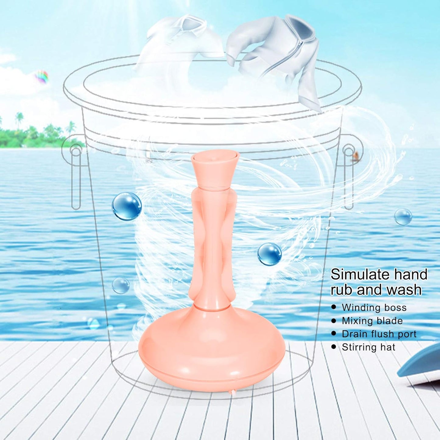 Electric Washing Machine, 360 Degree Mini Portable Laundry Washer for Home/Camping/Dorms, USB Powered (Red)