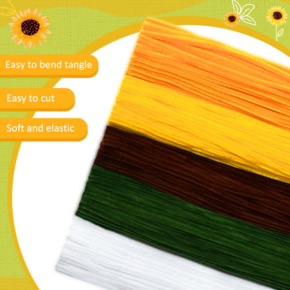 Peryiter 371 Pcs Pipe Cleaners Flowers Kit, Pipe Cleaners Chenille Stems Bulk with Floral Wire Gardening Tape Stamen, Fluffy Limpiapipas para Flores for DIY Mother's Day Decor(Orange)
