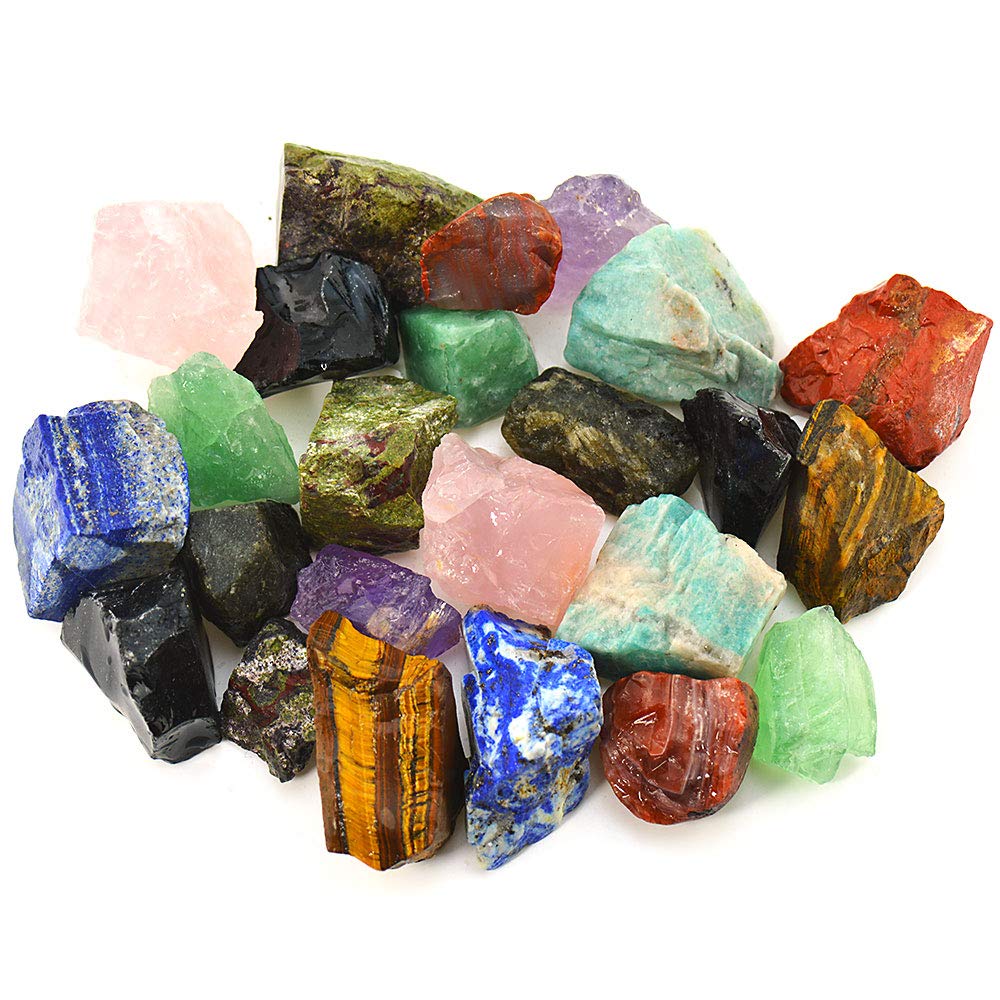 1 lb Bulk Rough Madagascar Stones Mix Large 1" Natural Raw Stones for Tumbling, Cabbing, Fountain Rocks, Decoration,Polishing, Wire Wrapping, Wicca and Reiki
