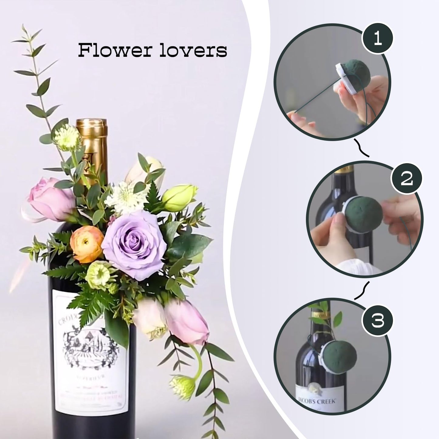 12 Pcs Mini Floral Foam Holder Floral Foam Round with 1 Roll Green Floral Wire Floral Foam Blocks for Table Wedding Wine Bottle Hat Décor