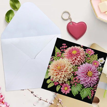 JISHSHAY 6 PCS Diamond Painting Greeting Cards Flower Diamond Art Birthday Cards with Envelopes Gem Art Gem Painting Mosaic Kits for Adults Embroidery for Thanksgiving Anniversary Valentine Festival
