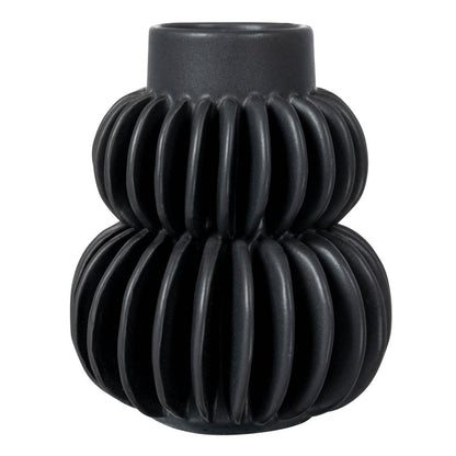 Bloomingville Decorative Pleated Stoneware Vase, Black