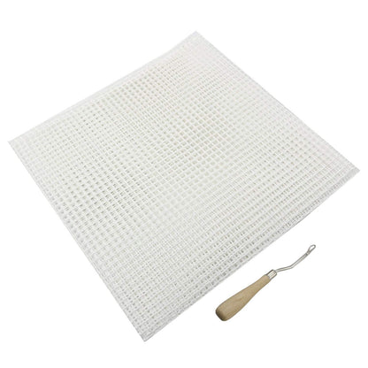 NX Garden 50x100cm Blank Rug Hooking Mesh and Bent Latch Crochet Hook with Wood Handle DIY Kit Tool for Tapestry Carpet Rug Making Embroidery Crafts Decor