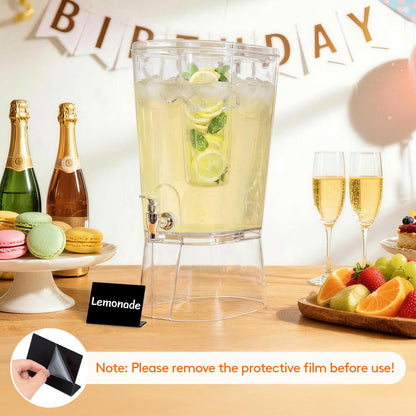 Lifewit 3 Gallon Drink Dispenser for Parties, Large Plastic Beverage Container for Juice/Tea/Soda with Stand & Ice Core, Clear Lemonade Dispenser with Spigot, BPA Free Water Pitcher for Hosting