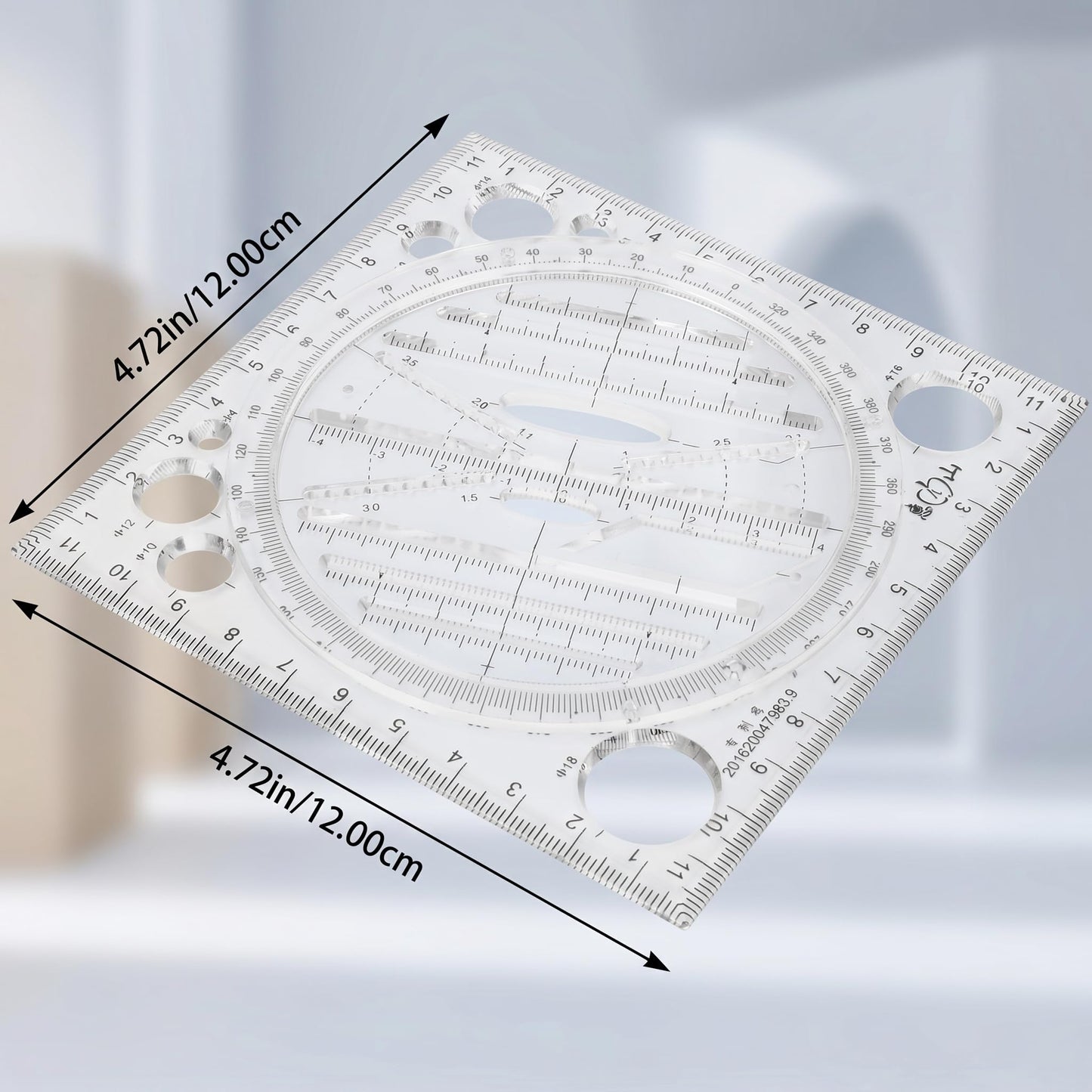 Multifunctional Drawing Ruler, Geometric Drawing Tool, Angle and Circle Maker for School, Office, and Artwork