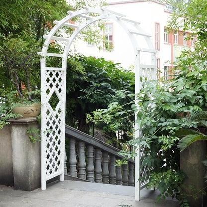 Wooden Garden Arbor Rose Archway Trellis for Climbing Plants Heavy Duty 1.2m 1.8m Wedding Arch Weatherproof & Easy to Assemble (White 120cm/47.2inch)