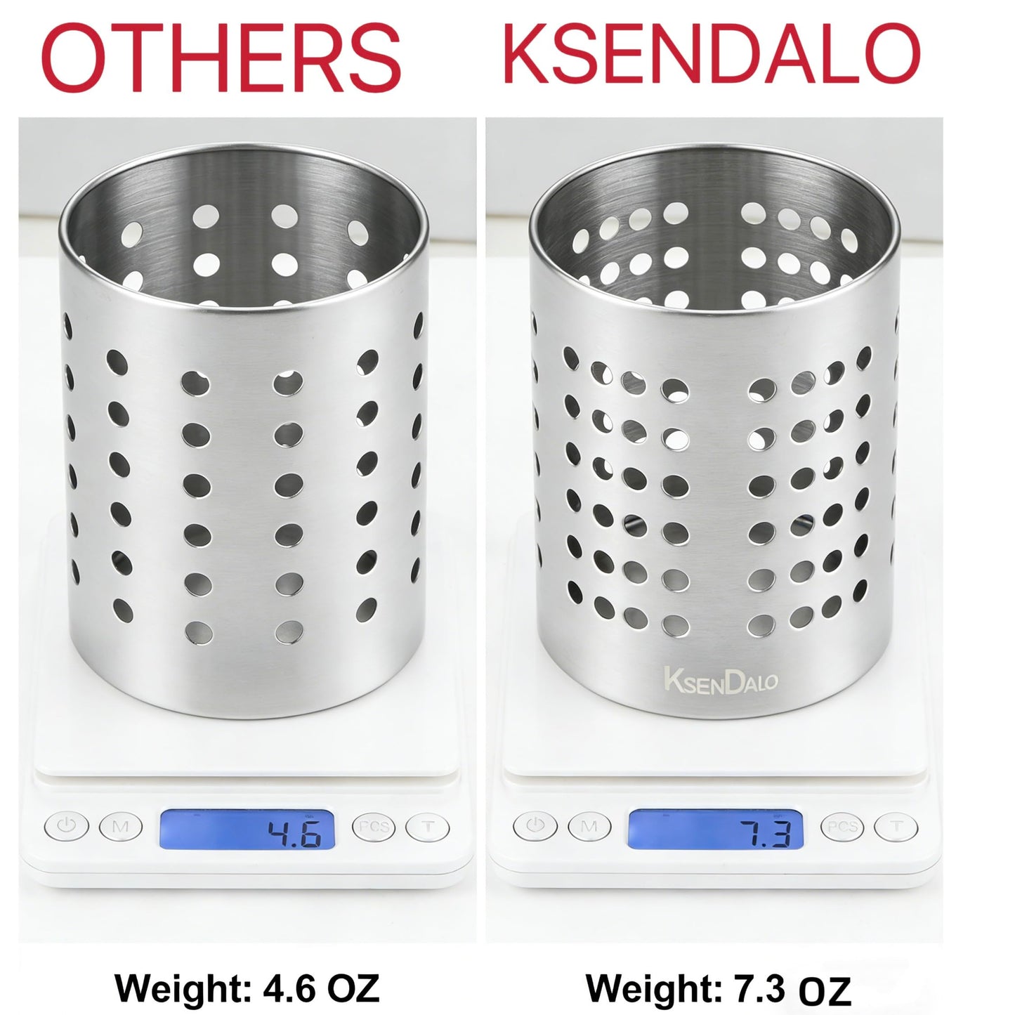 KSENDALO Small Stainless Steel Utensil Holder, SUS304 Silverware Utensil Drying Rack, Utility Sturdy Home Kitchen Daily Use Utensil Drainer for Countertop, Silver (5.32inch Tall)