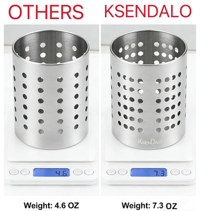 KSENDALO Small Stainless Steel Utensil Holder, SUS304 Silverware Utensil Drying Rack, Utility Sturdy Home Kitchen Daily Use Utensil Drainer for Countertop, Silver (5.32inch Tall)
