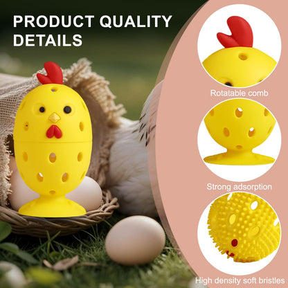 wonlex 4PCS Egg Brush Cleaner Multipurpose Fruit and Vegetable Rotating Scrubber Tool for Fresh Eggs, Reusable Chicken Duck Egg Washer Scrubber (White+Yellow)