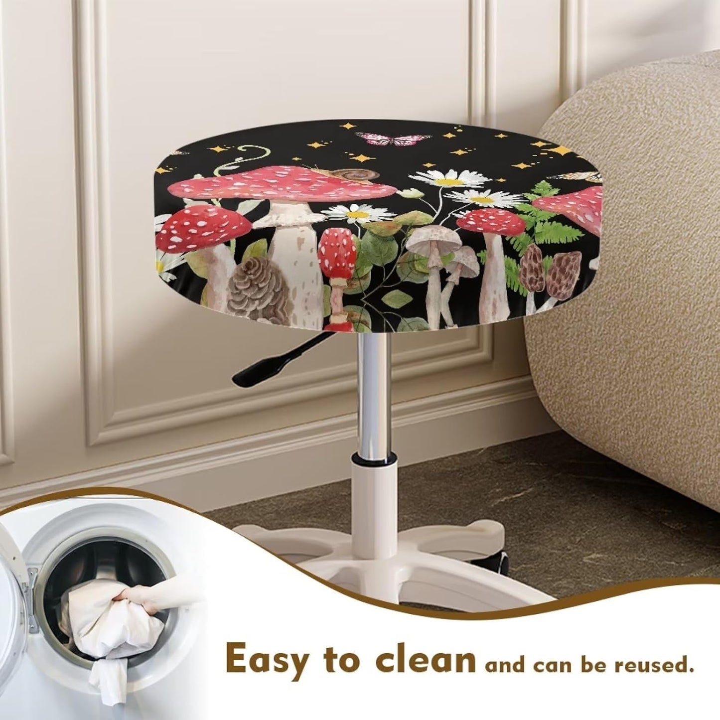 Kuiaobaty Round Chair Cover Pack of 2 pcs, Elastic Comfy Round Seat Cover for Home Office Bar Decor (14"-16")