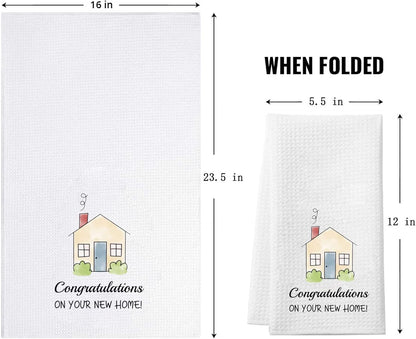 ZJXHPO New Home Kitchen Tea Towel, Congratulations On Your New Home Dish Towel, Housewarming Gift